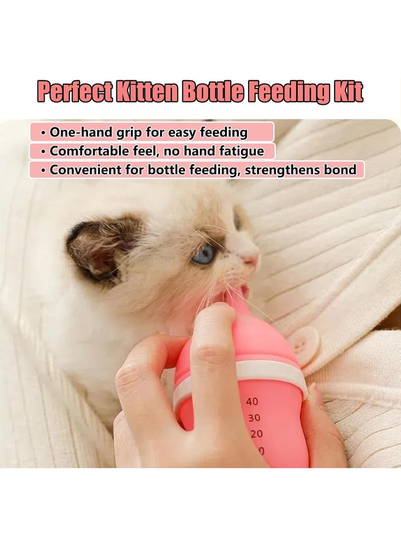 Kitten & Puppy Nursing Bottle with 1 Extra Silicone Nipple, Anti-Choking Pet Feeder, Reusable Feeding Bottle with Clear Scale for Newborn Kittens, Puppies & Small Pets (Pink) - Image 3